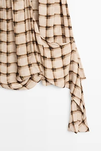 Flowing check print surplice top
