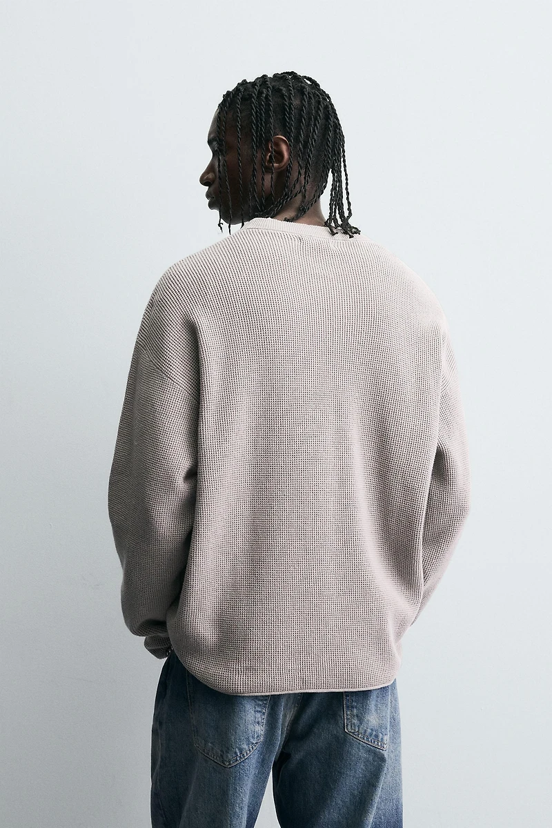 WAFFLE TEXTURED SWEATER