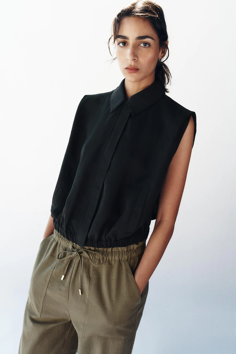 PANTALON TAPERED À TAILLE ÉLASTIQUE