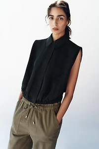 PANTALON TAPERED À TAILLE ÉLASTIQUE