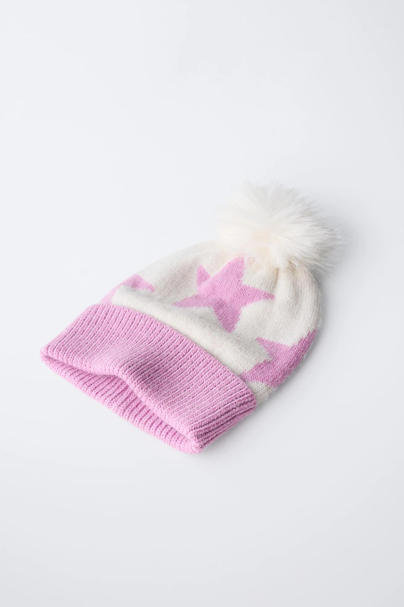 KNIT STAR POMPOM HAT SKI COLLECTION