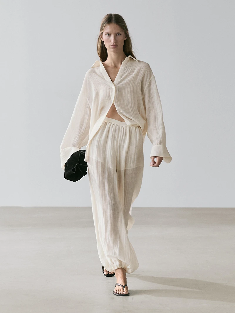 Pantalon bouffant fluide plissé