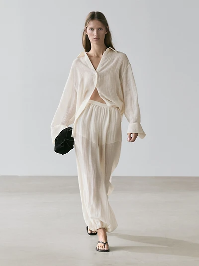 Pantalon bouffant fluide plissé