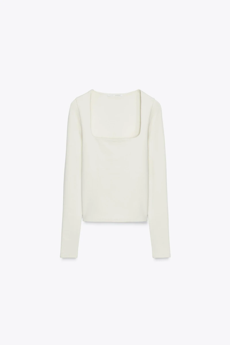 RIBBED SQUARE NECK TOP