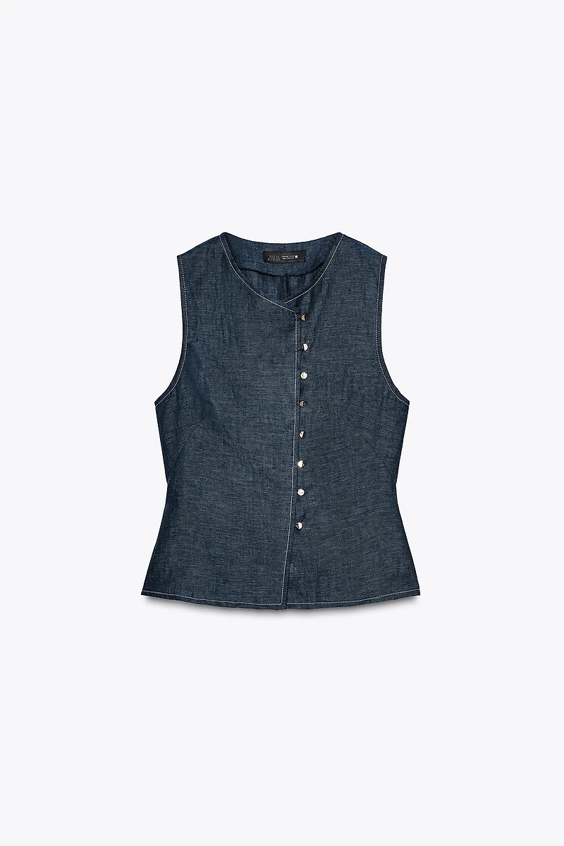 DOUBLE BREASTED LINEN VEST
