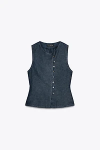 DOUBLE BREASTED LINEN VEST