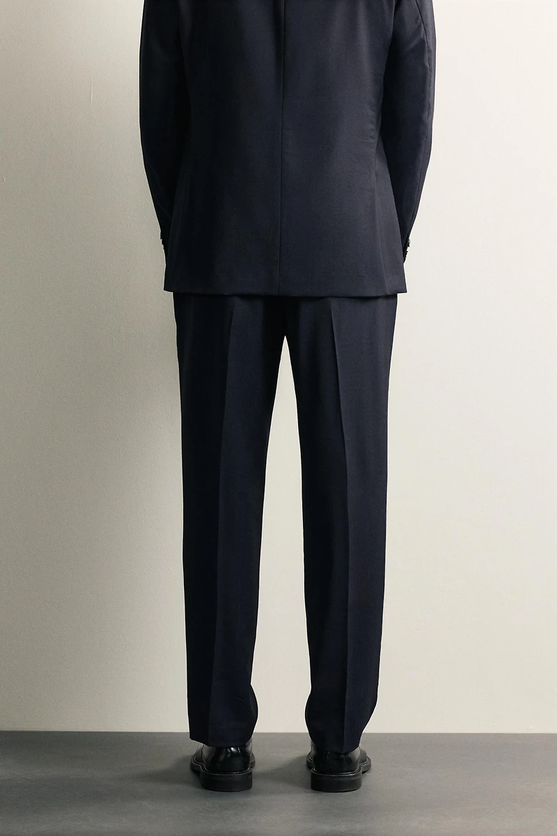 100% WOOL PINSTRIPE REGULAR FIT SUIT PANTS