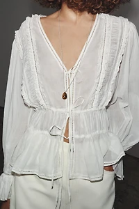 ZW COLLECTION ROMANTIC LADDER STITCH SHIRT