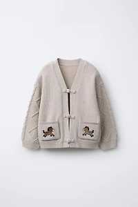 EMBROIDERED HORSES CARDIGAN