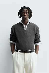 BUTTONED KNIT POLO SHIRT