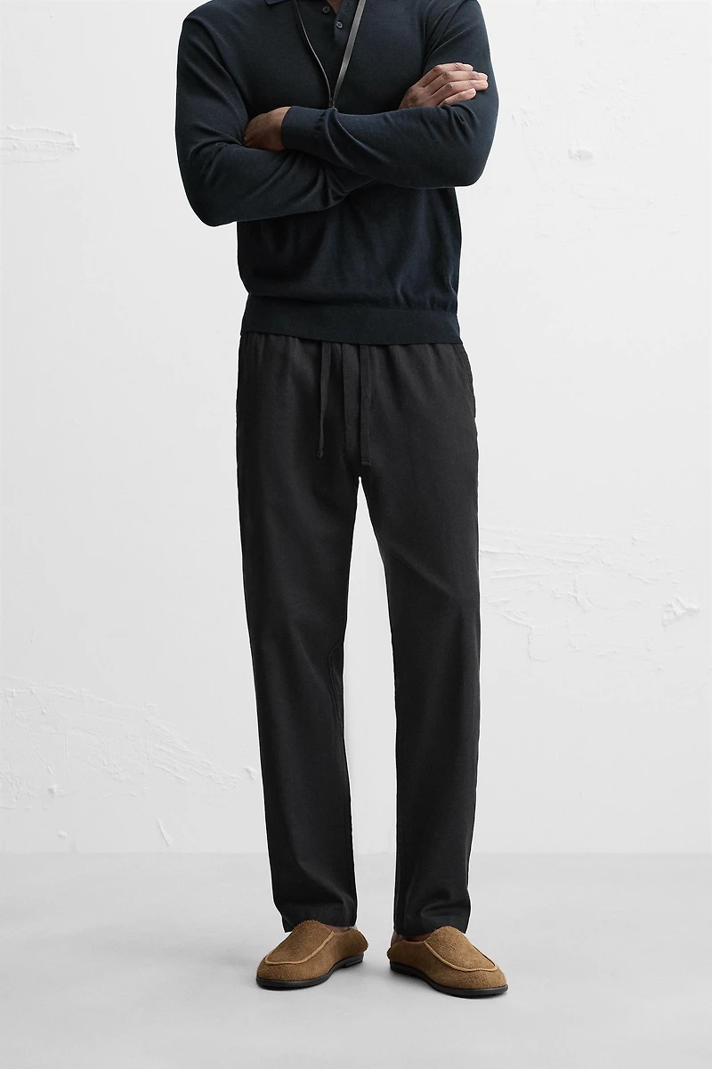 RELAXED FIT COTTON LINEN PANTS
