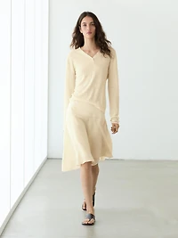 Flowing asymmetric midi skirt