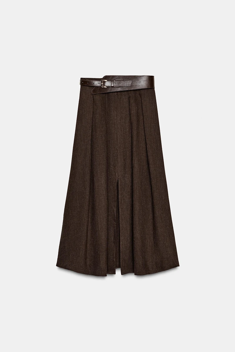 BELTED MIDI SKIRT