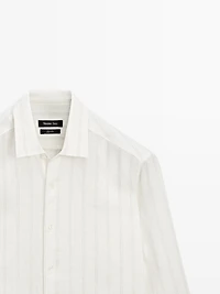 Chemise regular fit à rayures 100 % lin