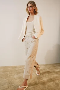 ZW COLLECTION MID-RISE TAPERED FLORAL JEANS