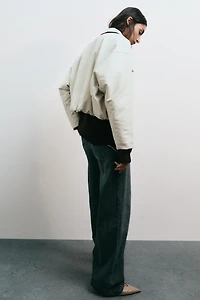 FAUX LEATHER BOMBER JACKET