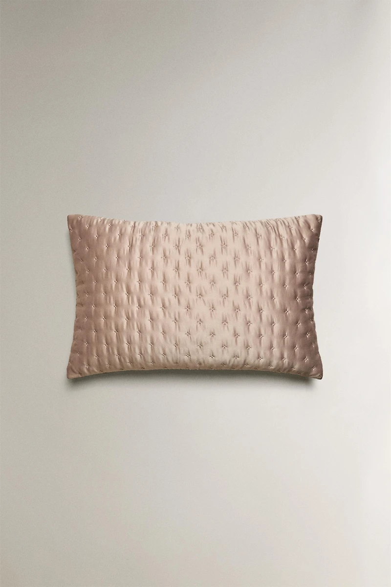 PLAIN SATEEN PILLOW SHAM FOR QUILT WITH KNOTS