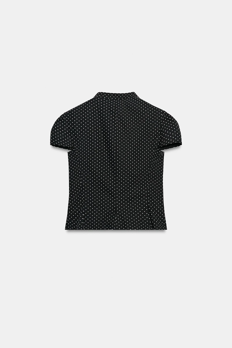 POLKA DOT POPLIN SHIRT WITH TIE OPENING
