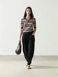 Polo à rayures en maille 100 % coton