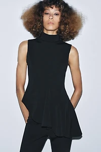 SLEEVELESS PEPLUM TOP