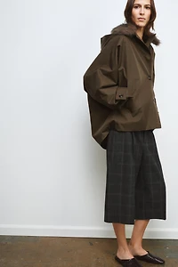 SHORT TRENCH COAT WITH FAUX FUR COLLAR ZW COLLECTION