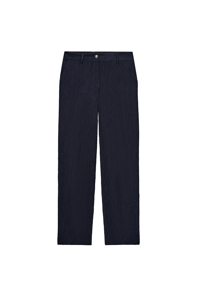 PANTALON DROIT EFFET FROISSÉ