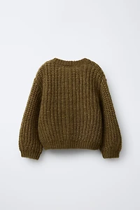 CHUNKY WOOL BLEND CARDIGAN