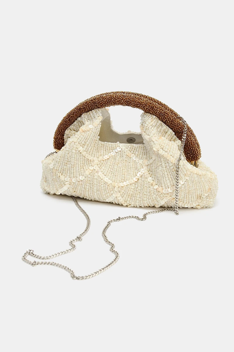 APPLIQUE CLUTCH BAG