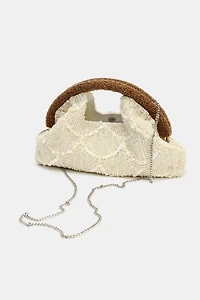 APPLIQUE CLUTCH BAG