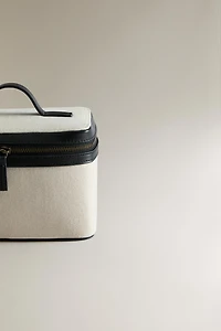 RIGID CANVAS AND LEATHER MAKEUP BAG