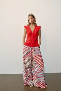 STRIPED WIDE-LEG PANTS