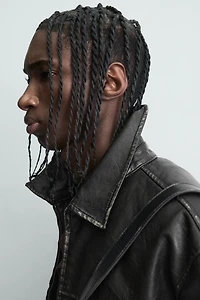 WASHED FAUX LEATHER JACKET