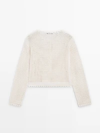 100% cotton openwork crochet cardigan