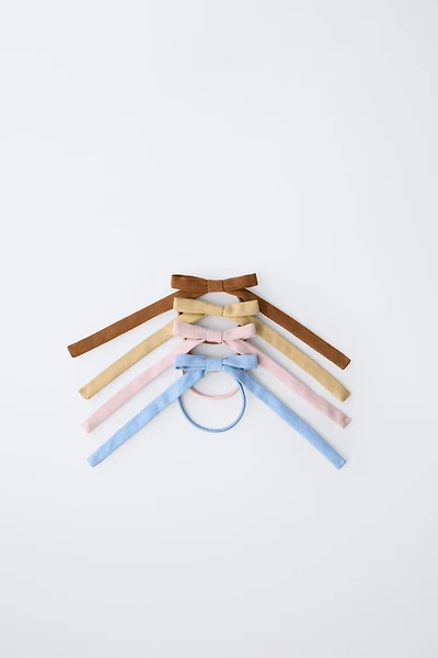 FOUR-PACK OF FAUX SUEDE BOW HAIR TIES