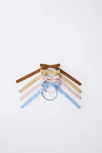 FOUR-PACK OF FAUX SUEDE BOW HAIR TIES