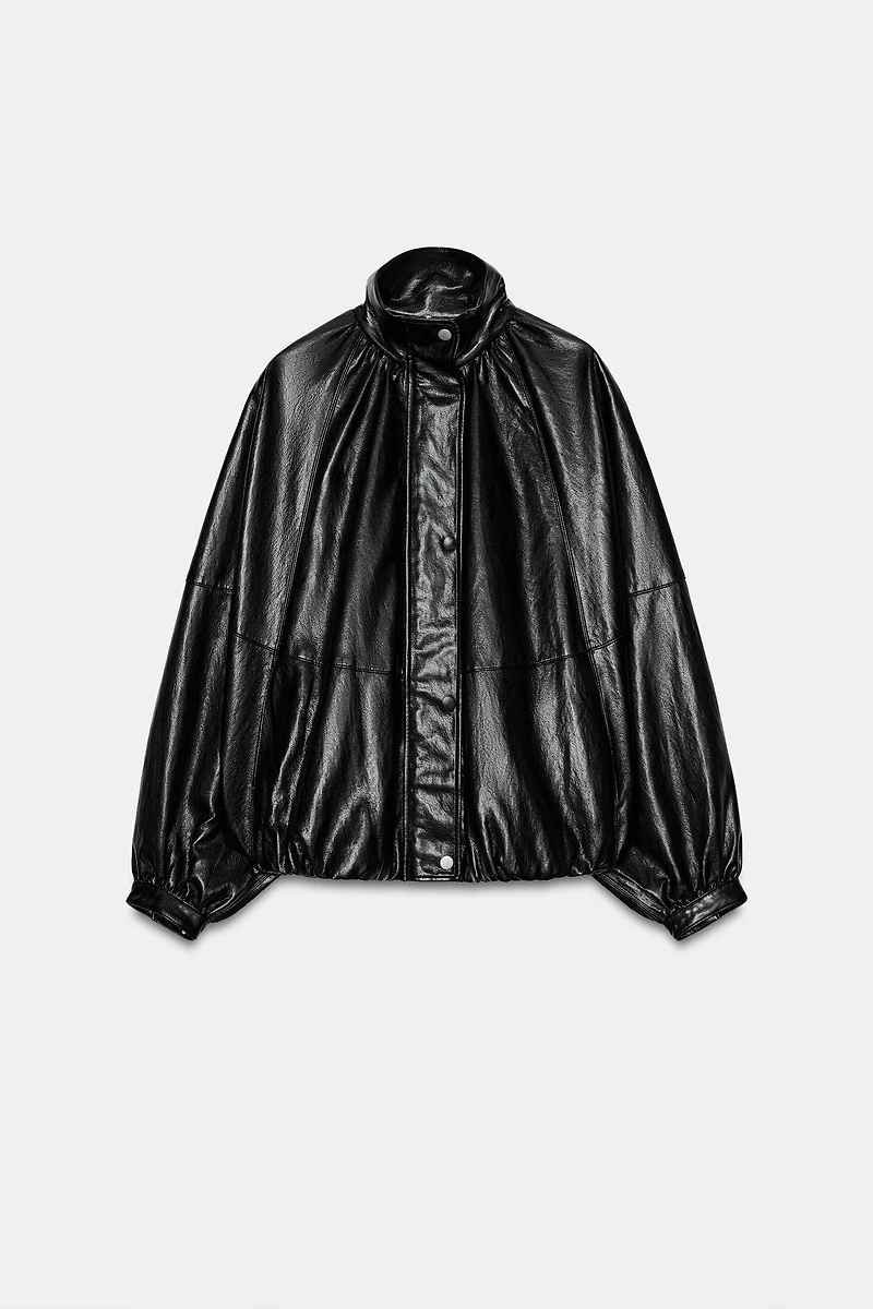 ZW COLLECTION FAUX LEATHER BOMBER JACKET