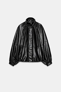 ZW COLLECTION FAUX LEATHER BOMBER JACKET