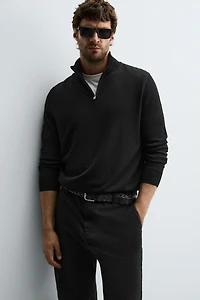 100% WOOL QUARTER-ZIP SWEATER