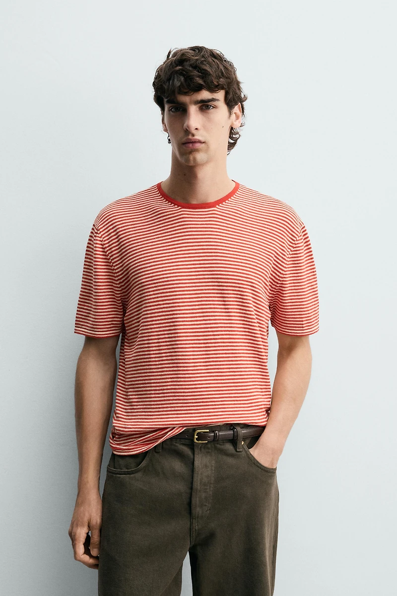STRIPED REGULAR FIT KNIT T-SHIRT