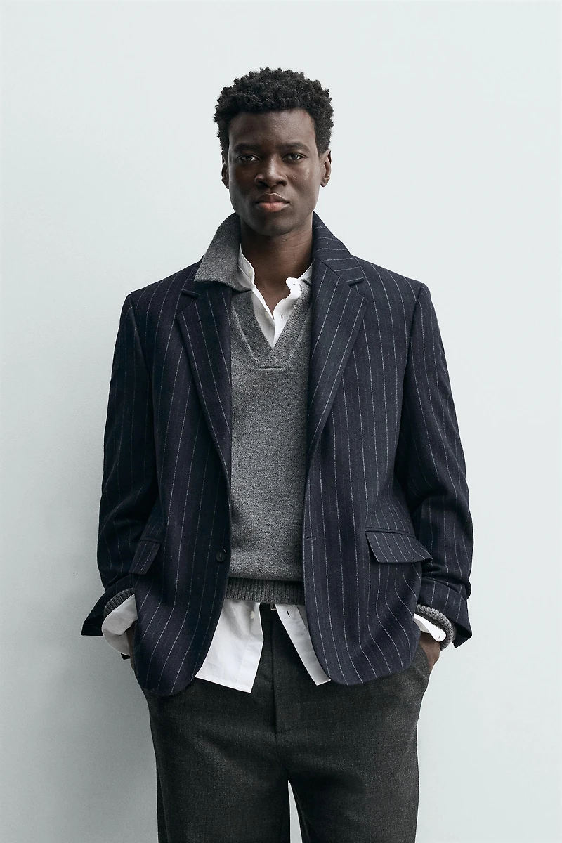 BLAZER RAYÉ EN FLANELLE