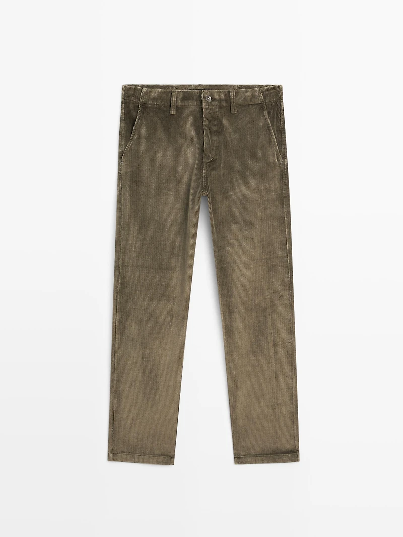 Relaxed fit corduroy denim-effect trousers