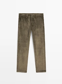 Relaxed fit corduroy denim-effect trousers