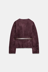 FAUX SUEDE BELTED BLAZER