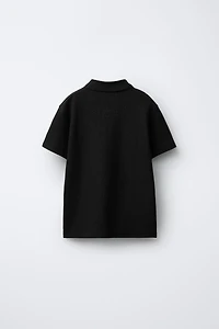TEXTURED POLO WITH LABEL