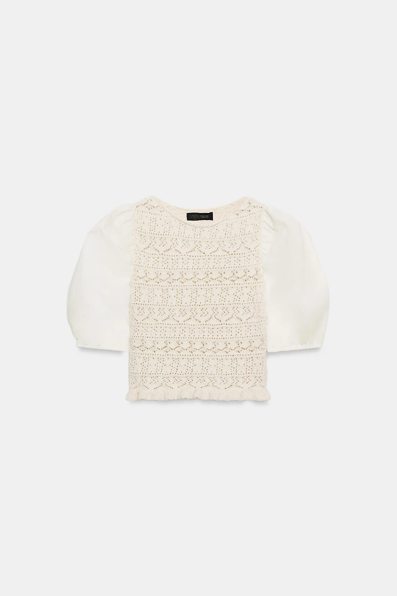 PULL BIMATIÈRE À MANCHES BOUFFANTES