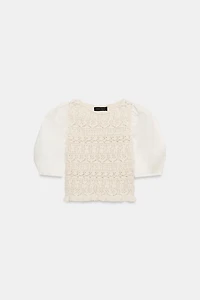 PULL BIMATIÈRE À MANCHES BOUFFANTES