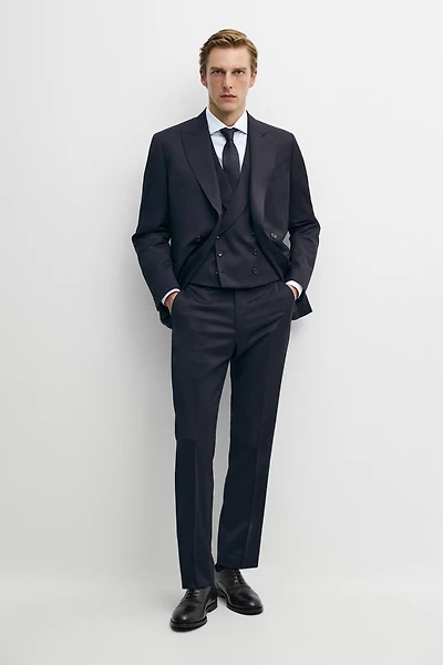100% cool wool double-breasted suit blazer
