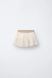 EMBROIDERED TULLE FLORAL SKIRT