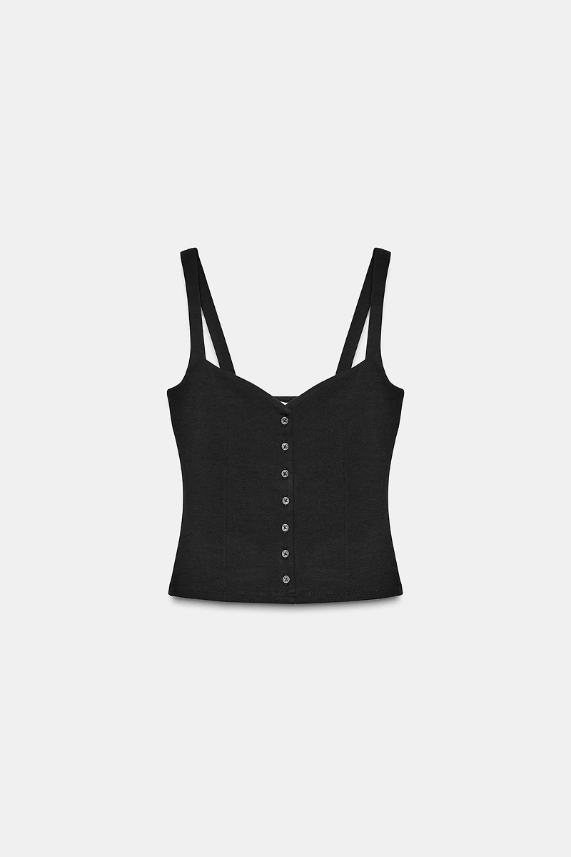 SWEETHEART NECKLINE TOP WITH BUTTONS