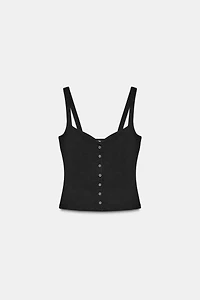 SWEETHEART NECKLINE TOP WITH BUTTONS